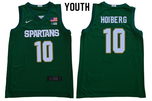 2019-20 Youth #10 Jack Hoiberg Michigan State Spartans College Basketball Jerseys Sale-Green